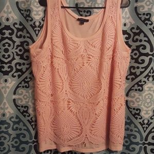 Pink crochet and lace top
